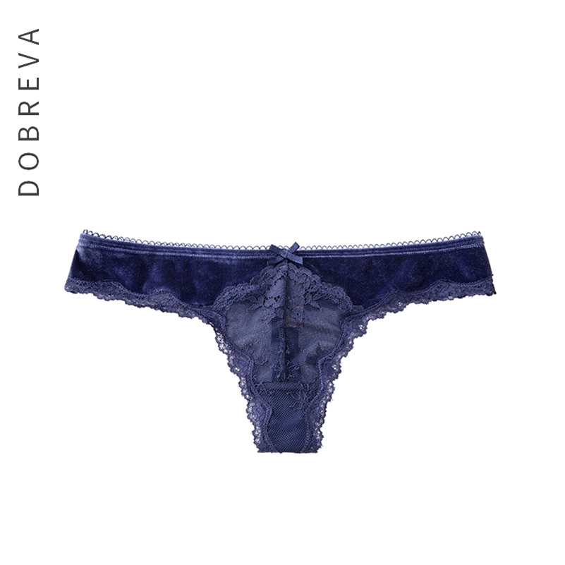 

DOBREVA Women's Low Rise G-String Velvet Thong Panties 201112, Black01