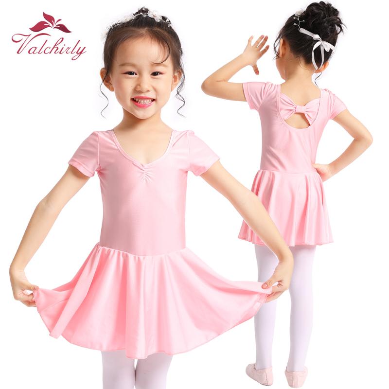 

Long Sleeve Leotard Ballet Dress Girls Dance Wear bodysuit Beautiful Bow Kids Leotard Gymnastics Ballet, Short sleeve-black
