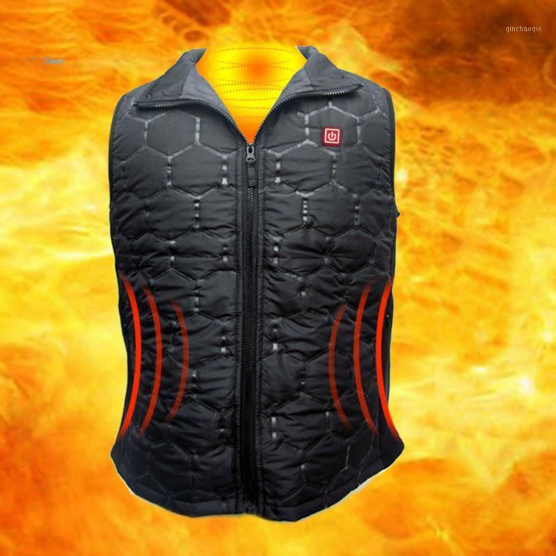 

Carbon Fiber Winter Electric Vest 5V USB Charging Heating Vest Waterproof Three-speed Thermostat Heating Clothes1, As show