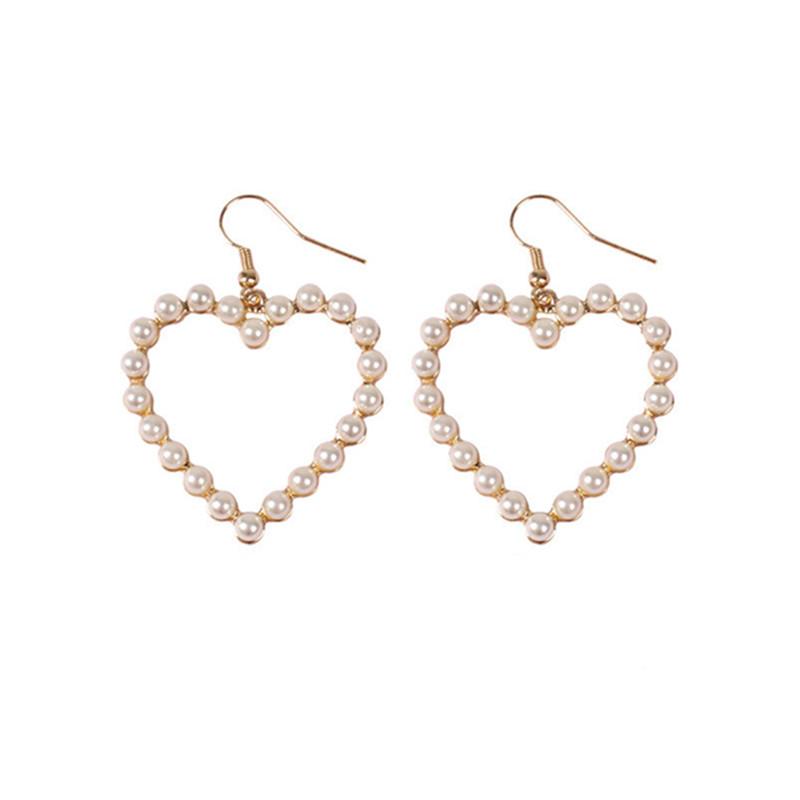 

Dangle & Chandelier Lovely Hearts Of Pearl Earrings Melting Hollow Out Ear Clip Peach Heart Pendant