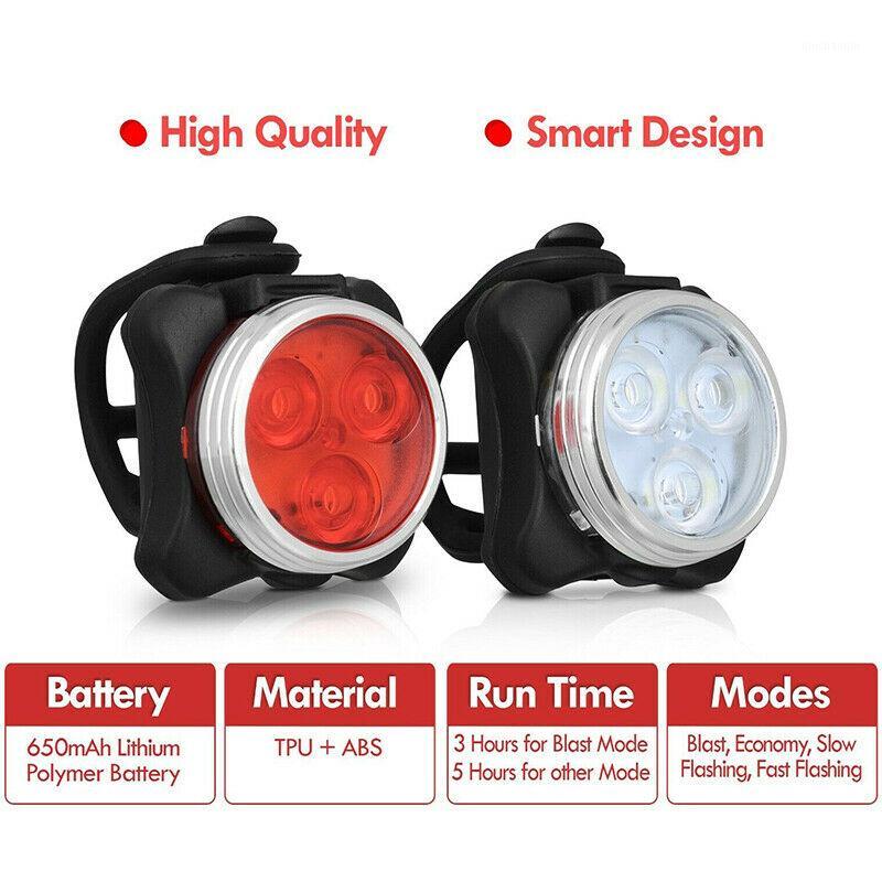 

Bicycle Tail Lights Aluminum 3 LED Head Front Clip Light Lamp Tail Light Lamp Waterproof Bike Rear with USB Rechargeable1
