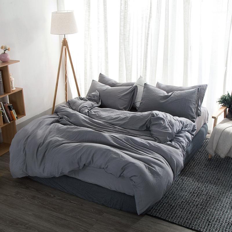 

Soild Color Bedding Set Brief Modern Duvet Comforter Cover Sets 150x200cm Size Quilt covers Pillowcase Bed Linens1