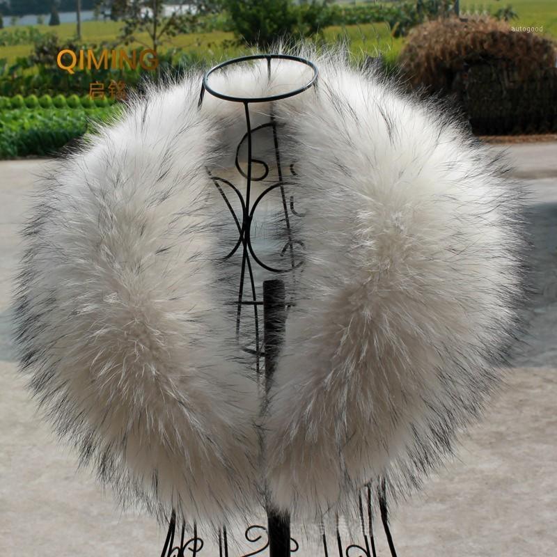 

Scarves Natural Raccoon Fur Collar Scarf For Hood 100% Real Custom Made Winter Warmer1