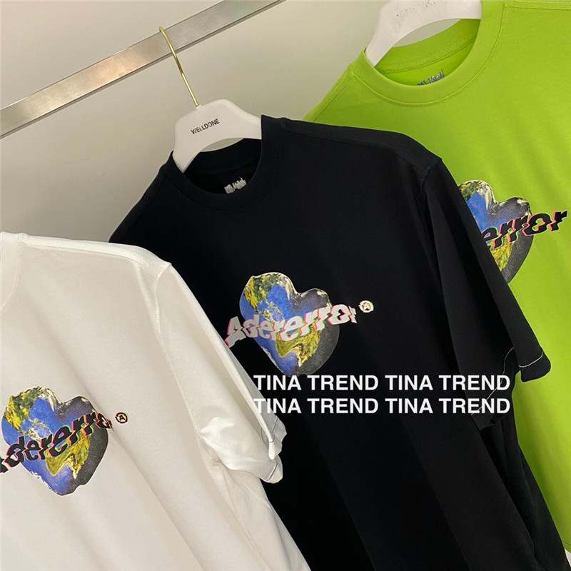 

2021 New Black White Orescent Green Ader Error t Shirt Men Women Cotton Abstract Earth Print Adererror T-shirt Tee Gvuc