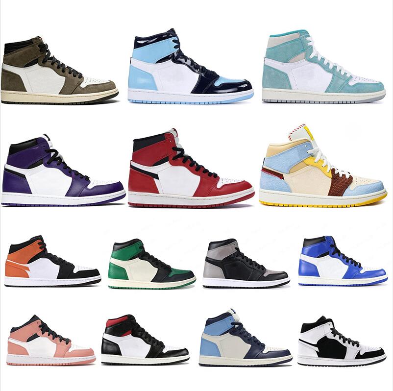 

Jumpman 1 Basketball Shoes Athletics Sneakers Running Shoe For man Women Sports Torch Hare Game Royal Pine Green Court, White;red