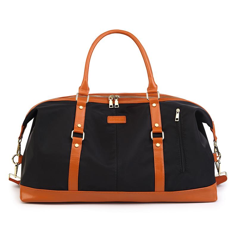 

Business travel luggage bag short trip printed travel bag stripe waterproof portable large capacity exercise, Black