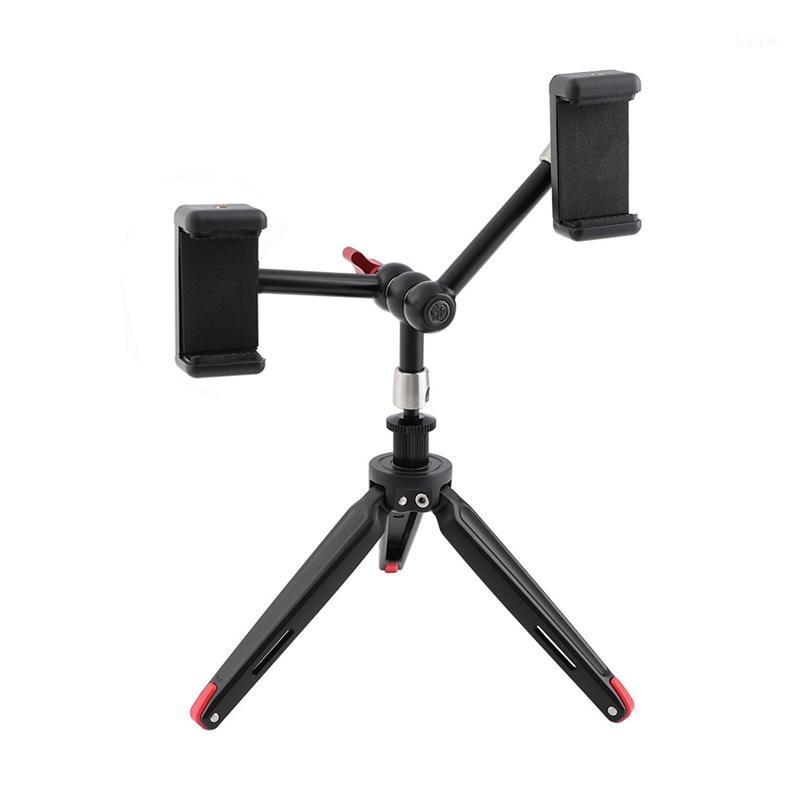 

Foldable Mini Tabletop Tripod with Double Phone Stand 11 inch Articulated ic Arm For Camera Phone Travel Photography1