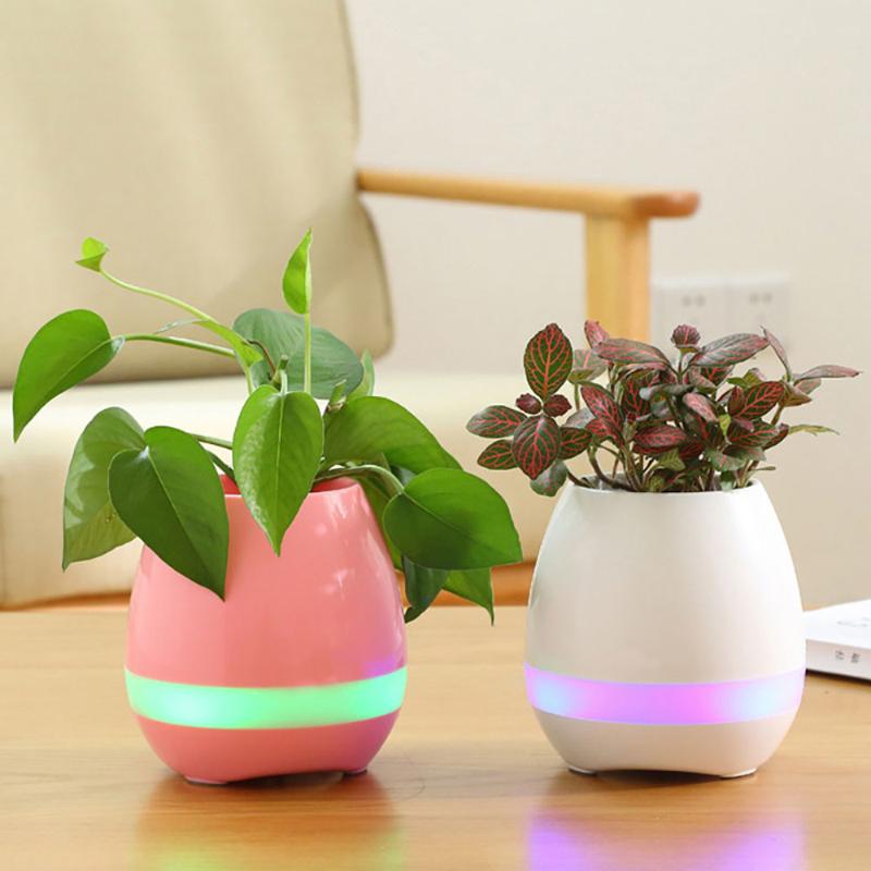 

Wireless Bluetooth Speaker Column Music Flowerpot Smart Finger Touch Multi-Color LED Night Light MP3 Home Office Desk Decorative