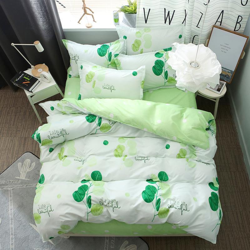

4pcs Simple Style Pure Polyester Fashion Bedding Sets Cartoon Printed Bedding Sets Sheet, Quilt Cover Pillowcase Full Sizes1, 15