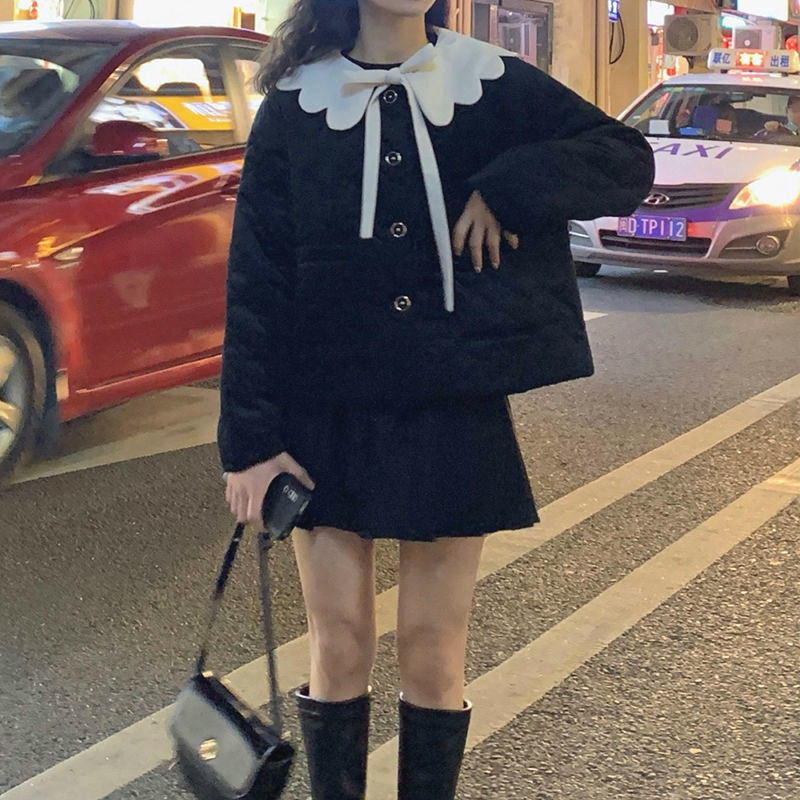 

Soft Hot of Kawaii Women Trend Wool Coat Japanese Style Slices Winter Coats and Women' Jackets 9rb6, Black coat.