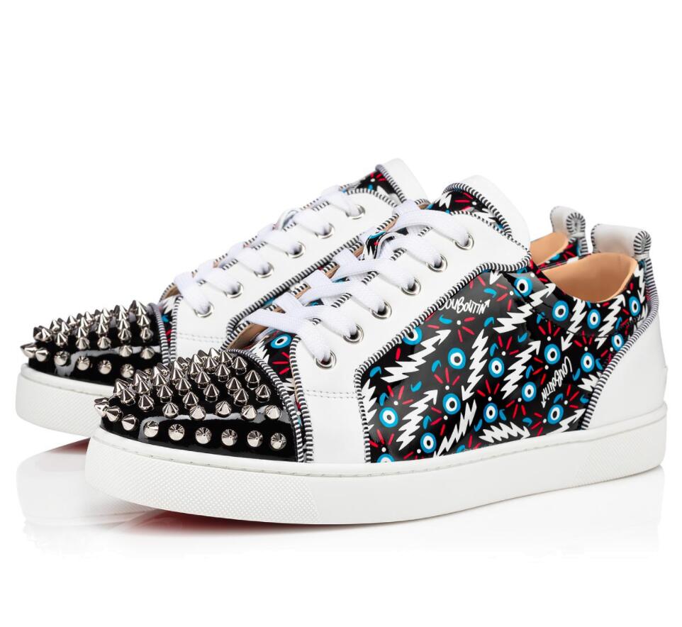 

Brand-new Low top Junior Spikes Red Bottom Sneakers Shoes Printed Leather Rivets Casual High Quality Brands Outdoor Studs Wedding Party, 11