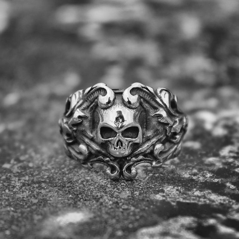

EYHIMD Gothic Vine Pirate Skull Rings Mens Biker Stainless Steel Ring Women Punk Rock Jewelry
