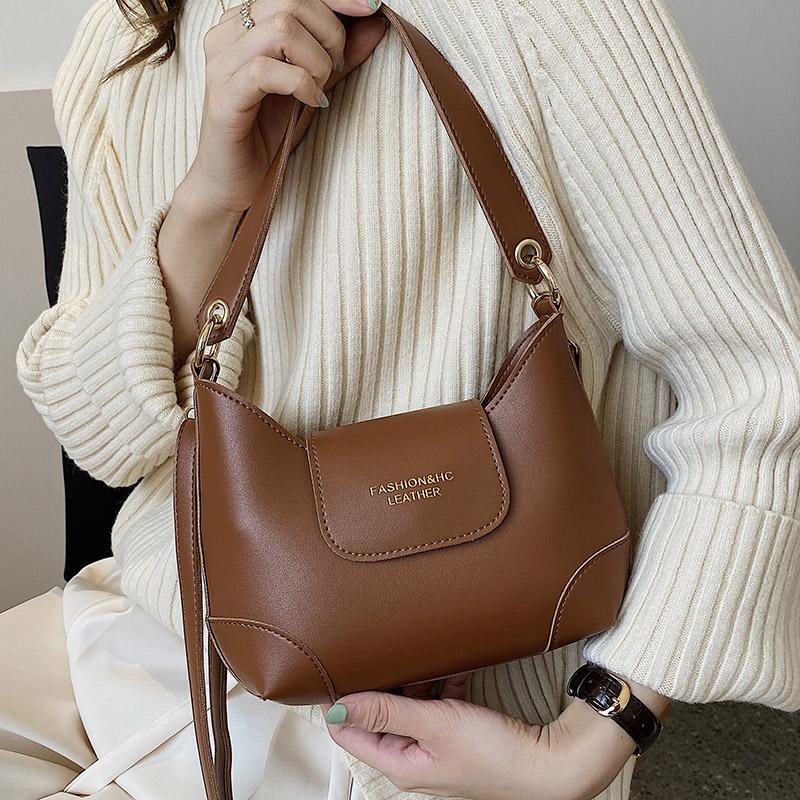 

Evening Bags Vintage PU Leather Small Underarm Crossbody For Women 2022 Spring Trendy Designer Handbags Ladies Shoulder Bag