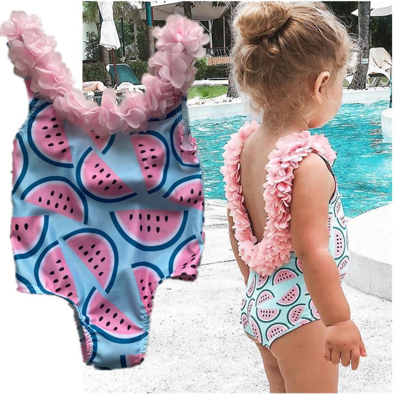 

One-Pieces Summer One-Piece Baby Girl Swimsuits Cute Toddler Swimwear Infant Sleeveless Flower Bikini Bodysuits Born Kids Beachwear, Black