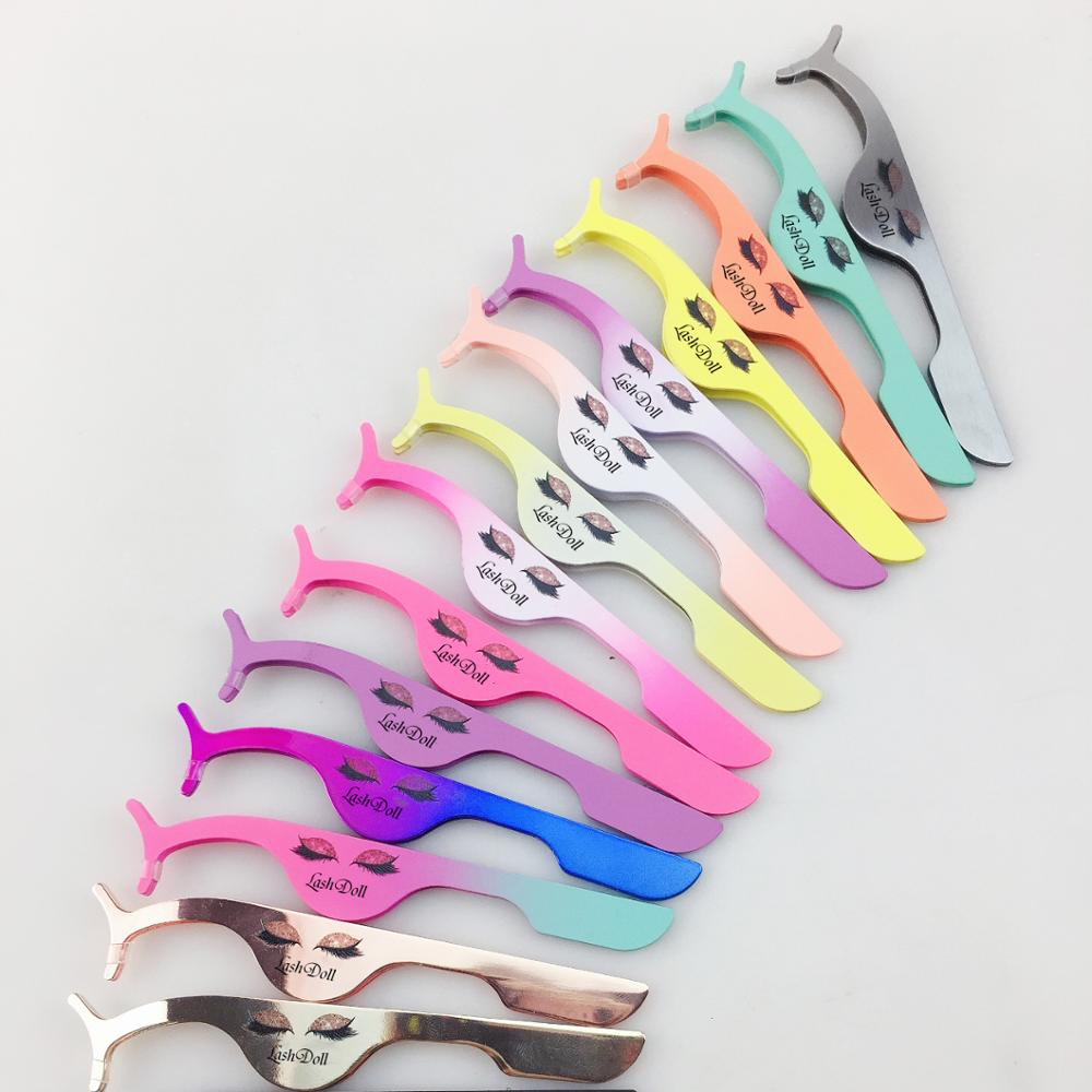 

Multifunctional False Eyelashes Tweezers Stainless Auxiliary Eyelash Curler Eye Lash Applicator Clip makeup tools accept logo printing
