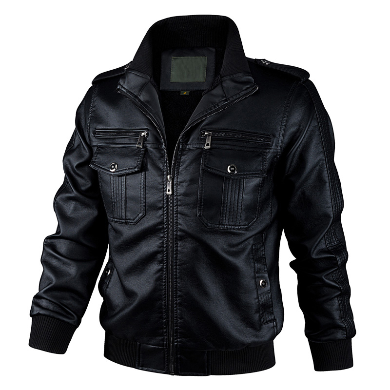 

2021 New Autumn Spring Motorcycle Leather Jacket Men Windbreaker Fashion Male Outwear Warm Pu Jackets 5xl 6xl D4fl, Black