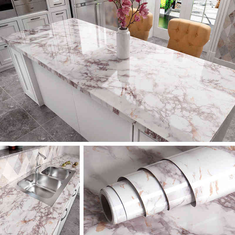 

Bathroom Removable Self Adhesive Wallpaper for Kitchen Countertops Peel and Stick Cabinet Shelf Liner Vinyl Contact Paper Marble A0603