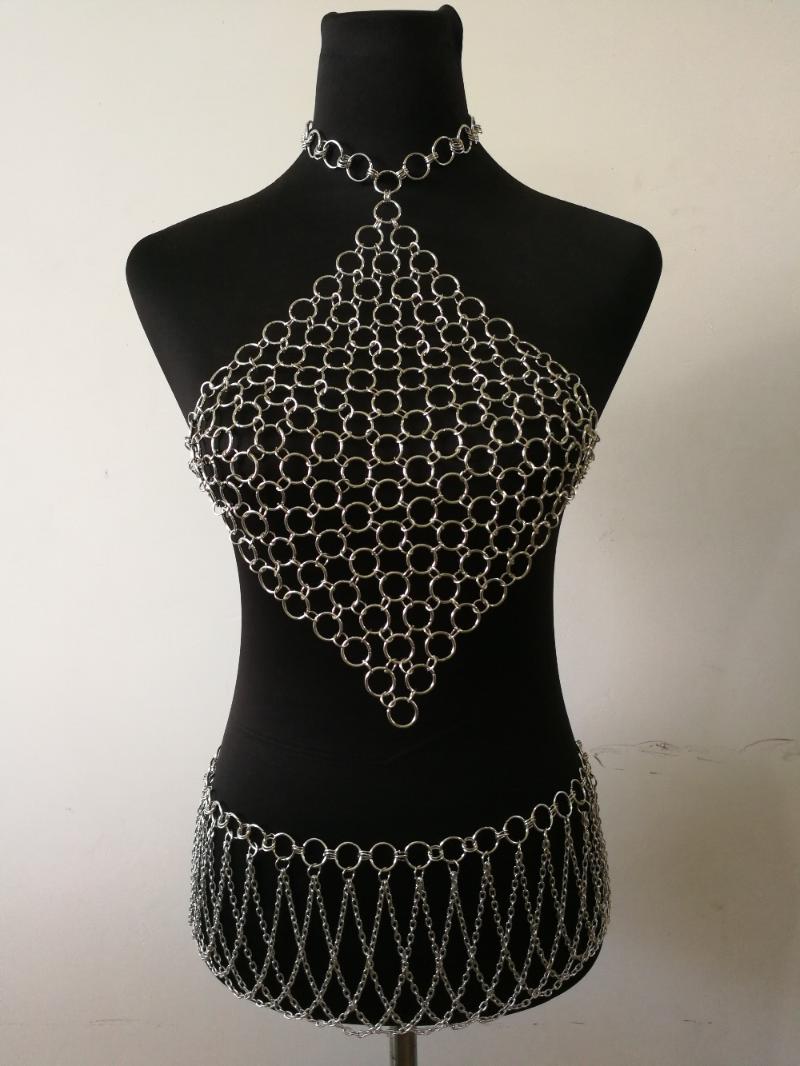 

New Fashion Style WRB1082 Women Silver Alloy Chains Circles Bondage Beach Neck Chain Choker Necklace Jewelry Accessories