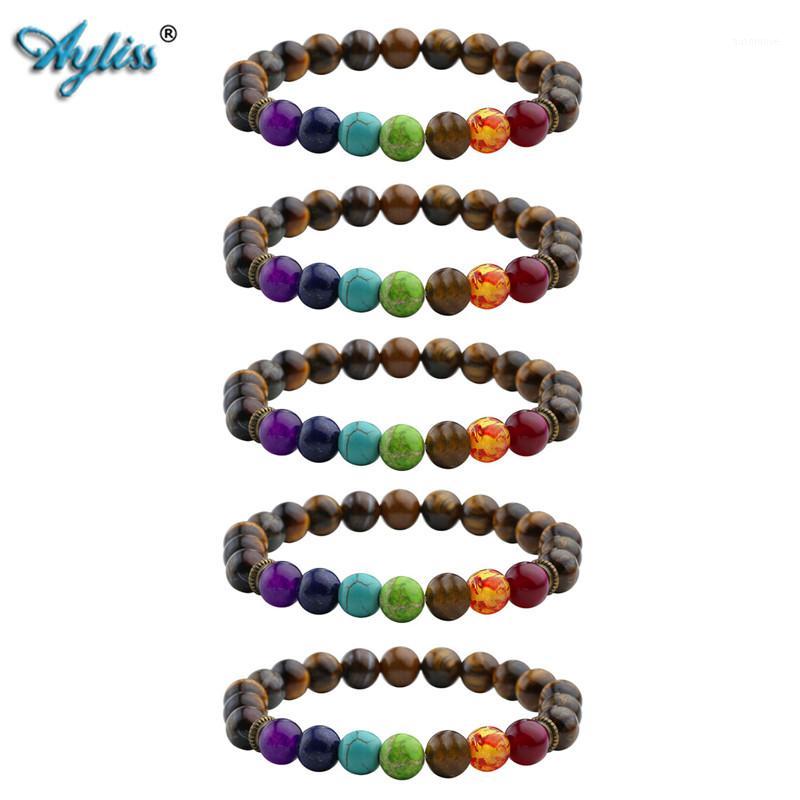 

Ayliss Wholesale 7 Chakras Gem Stone Bracelet Natural Stone Crystal Reiki Healing Balancing Round Bead Strech Bracelets Jewelry1