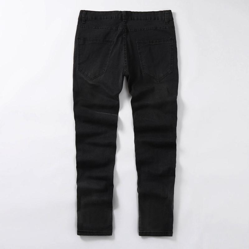 

Mens Skinny Stretch Denim Pants Distressed Ripped Freyed Slim Fit Jeans Trousers c0228, Black