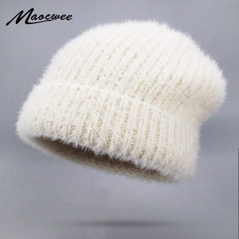 

New Simple Fur Beanie Hat for Women Winter hat Skullies Warm Gravity Falls Cap Gorros Female Wool Knitted Cap Beanies