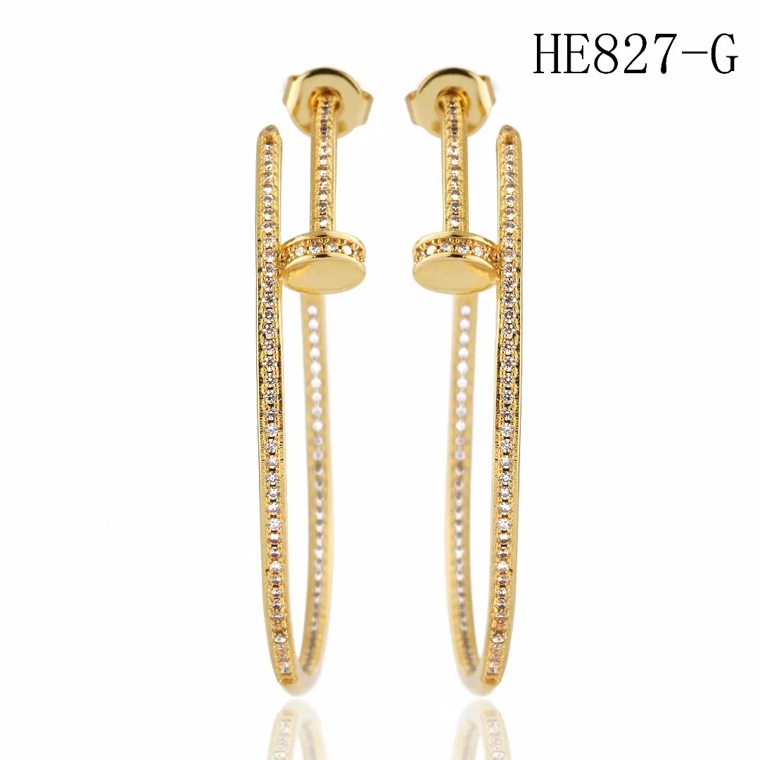 

statement fashion jewelry nail earings women jewelry dangle earrings gold big hoop earrings stainless steel diamond earrings, Silver