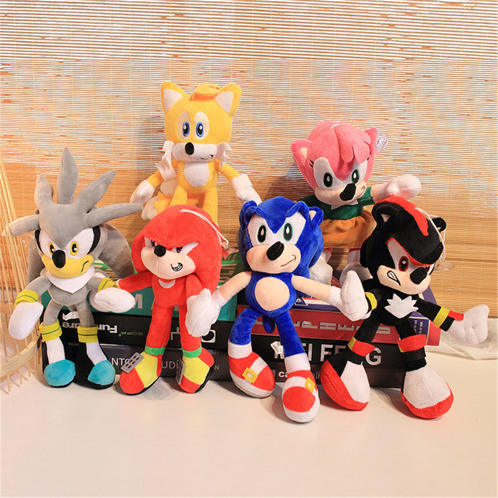 

Hot 28cm New Arrival Sonic the hedgehog Sonic Tails Knuckles the Echidna Stuffed animals Plush Toys gift DHL Fast Shipping