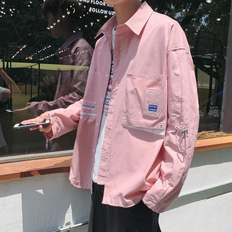 

2020 Spring And Autumn New Youth Popular Men's Personality Simple Printed Temperament Long-sleeved Shirt Fashion Casual Top, Black