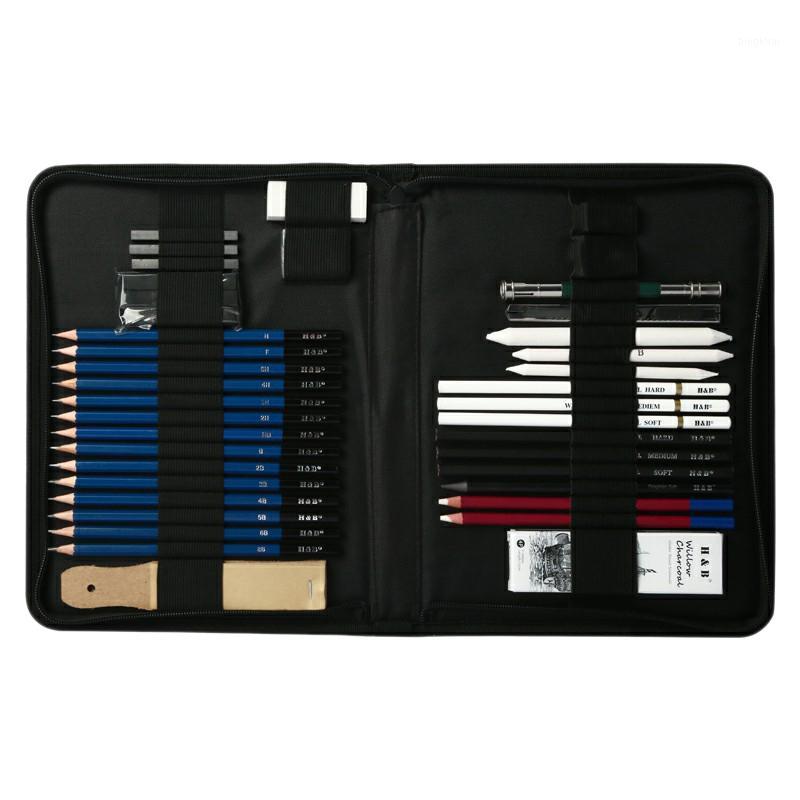 

H&B 45Pcs Art Kit Drawing and Sketching Pencil Set Charcoal Pencils Graphite Pencils Erasers with Kit Bag Accessories1