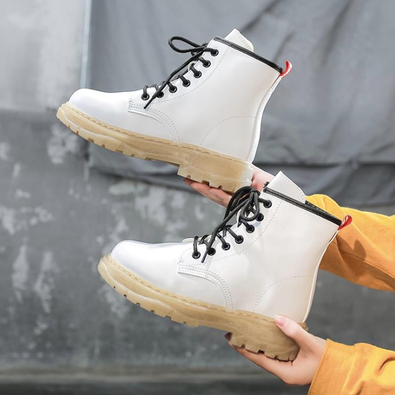 

Women Boots PU Leather Low Heel Ankle Boots For Women Comfortable Autumn Shoes Lace-Up Fashion High Top Shoes, Black women boots