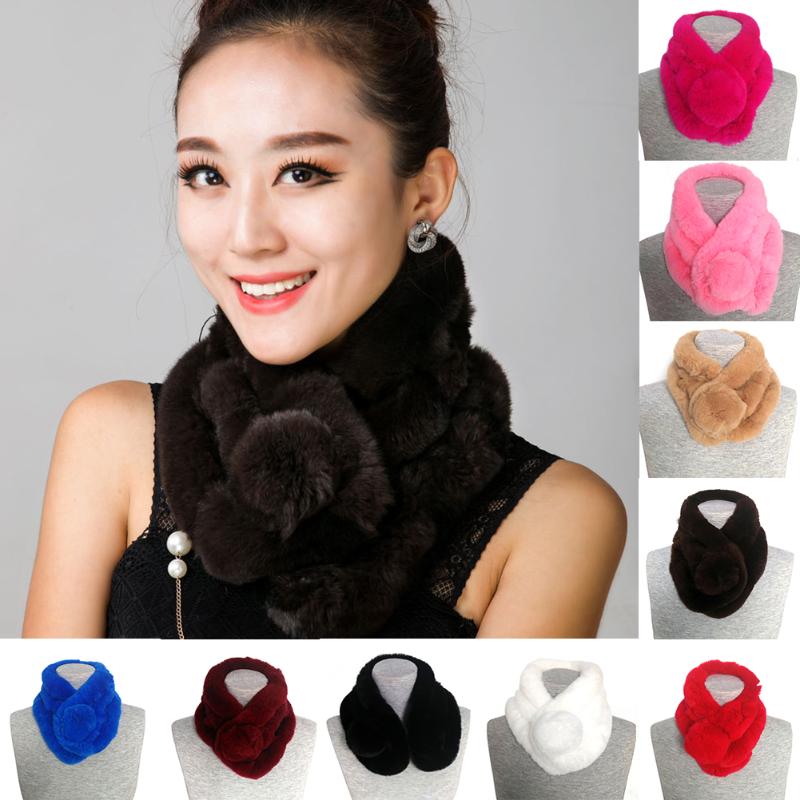 

Warm Winter Women Faux Fur Collar Fluffy Wrap Scarfs Shawl Scarf