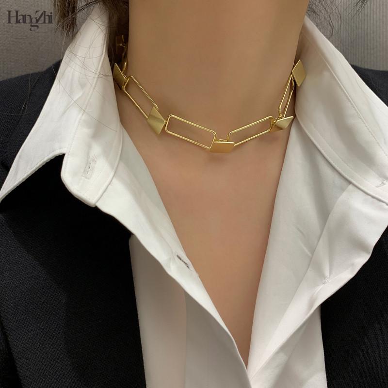 

Fashion High-level Hollow Women Metal Necklace Three-dimensional Square Geometric Niche Design Turtleneck Sweater Necklace 2021