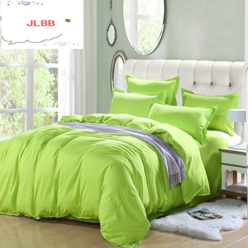 

New Arrival Solid color Double sided Bed Linings Concise Style Bedding Set Quilt Cover Pillowcase Cover Bed 4 pcs/set, 2 pcs pillowcase
