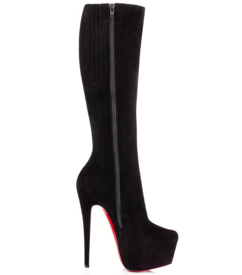 

Winter Elegant Lady Bianca Botta Boots Women Red Bottom Booties Stiletto Heels Top Quality Tall Boot Sexy Party Dress Knee Booty EU35-43