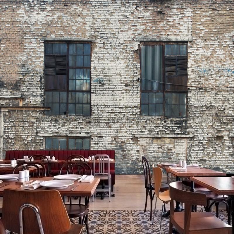 

Dropship Custom Mural Retro Nostalgia Brick Wall Window Mural Bar KTV Background Custom Restaurant Wall Paper 3d1, As pic