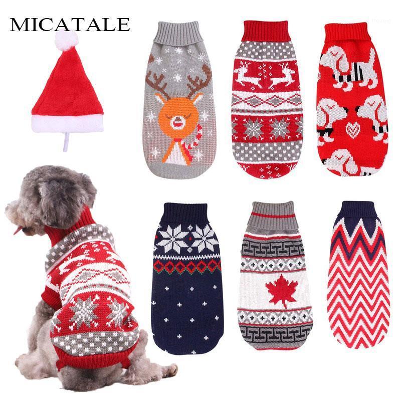 

MICATALE Christmas Pet Dog Sweater High Collar Dog Clothing Cat Sweater Dogs Coat Winter Warm Pet Jacket Knitting Costume Newest1, Grey leaf