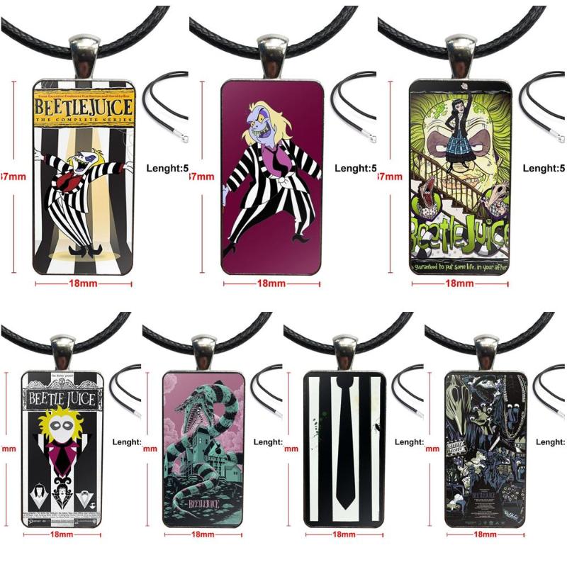 

Glass Pendant Galaxy Pendant Necklace Women Steel Plated Necklaces Jewelry For Unisex Gift Classic Cartoon Movie Beetlejuice