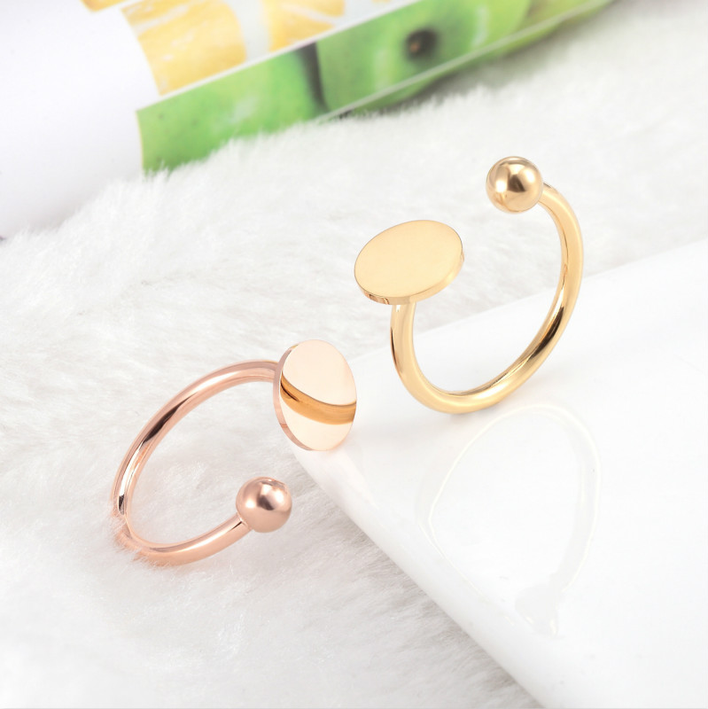 

Februaryfrost Brand Designer New Multicolor Titanium Steel Round Card Open Ring Personality Simple Inch Fashion Couple Ring