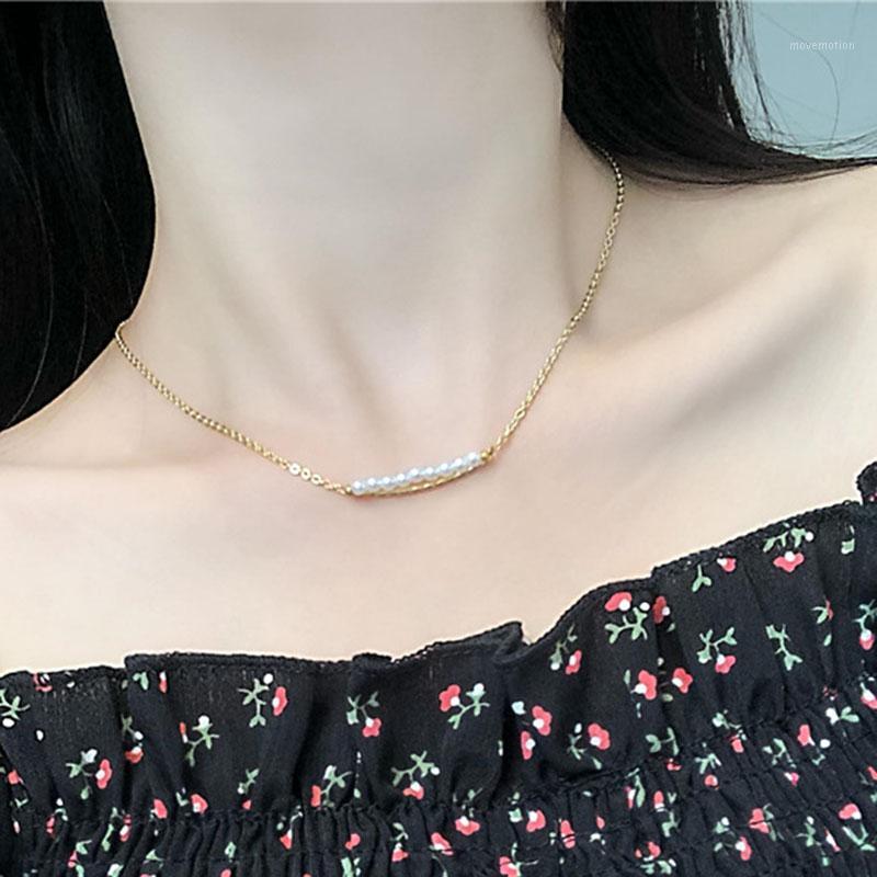 

Minimalist Gold Choker Chain Beads Pearl Necklace Egirl Aesthetic One Line Pearls Bar Necklaces for Women Wedding Party Jewelry1