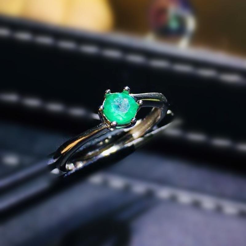 

Cluster Rings Natural Real Emerald Round Small Slim Ring Per Jewelry 3*3mm 0.15ct Gemstone 925 Sterling Silver Fine J210638, Golden;silver