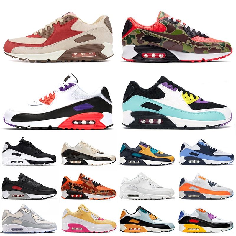 

hot selling 2020 classic 90 90s men women running shoes bacon camo bright violet lahar escape pale ivory outdoor trainers sport shoes 36-45, C23 40-45