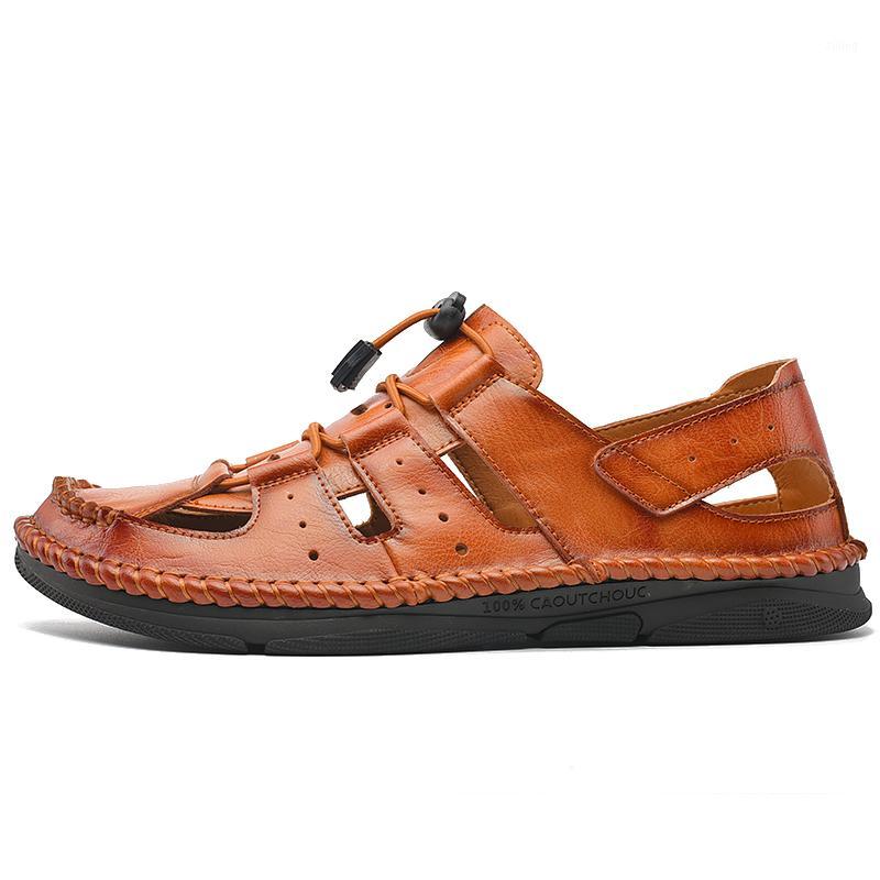 

44 de cuero on summer casual man italian praia outdoor piel footwear sandalia 2020 sandalhas beach big slippers sandals1, Black