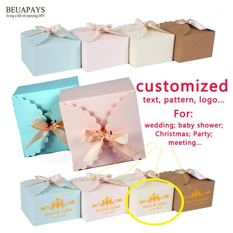 

50pcs 14.5*14.5*9cm Solid color Korean gift box customized wedding candy box baby shower christmas party favors DIY refined1
