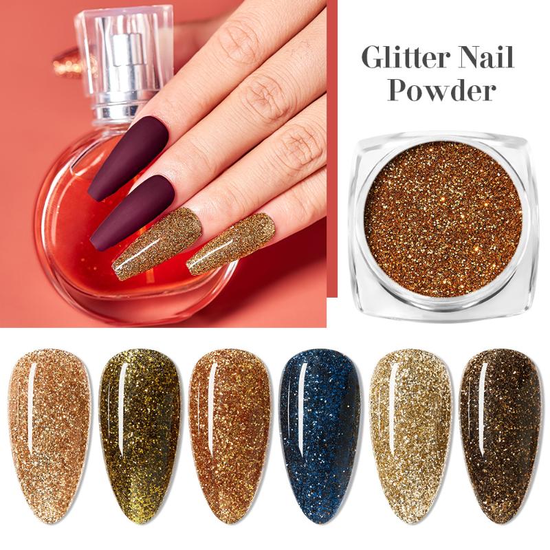 

6pcs Nail Glitter Rose Gold Colors Sandy Powder Shiny Luxury Sparkles Nail Art Sequins Pigment Flakes Dust 3D Decorations