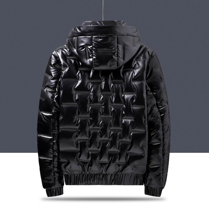 

2020 Winter Jacket Men Glossy silver Thick Parka Jacket Mens Solid Hooded warm Cotton clothes Fashion Casual Zipper Coat 4xl, Grey