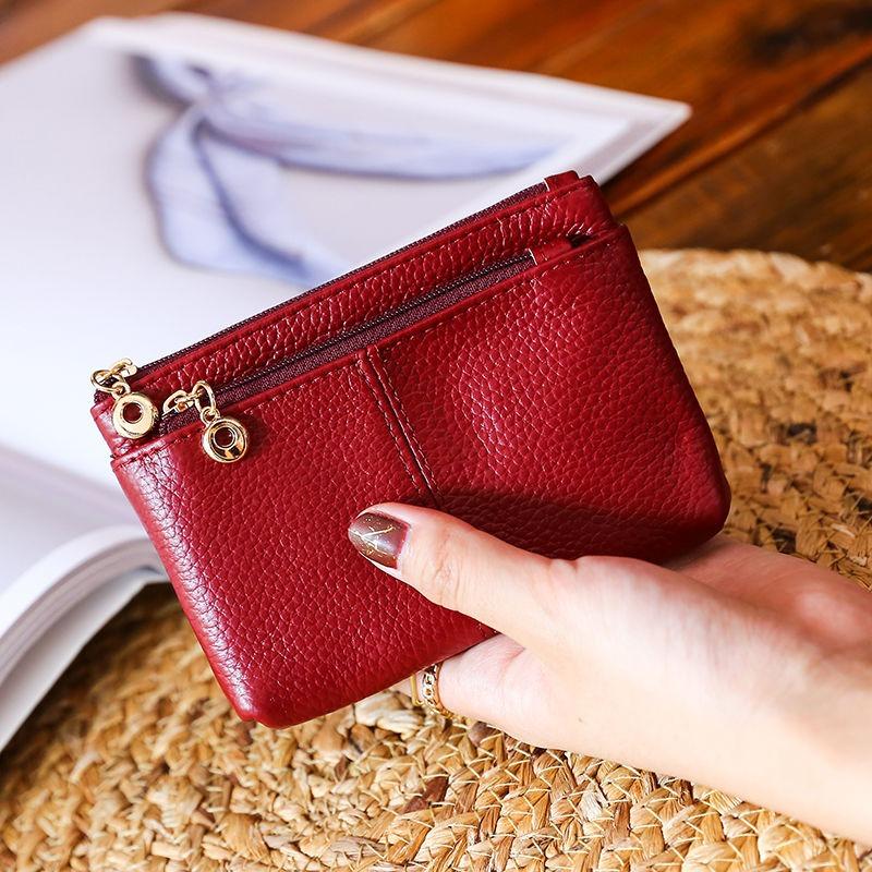 

Luxury Genuine Leather Short Women Wallet Ladies Small Clutch Money Coin Card Holders Purse Slim Female Wallets Cartera, Rose red long