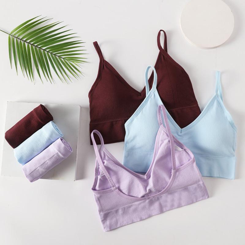 

Women Bra and Panty Set Push Up Bra Briefs Female Active Seamless Fitness Crop Top Sleeveless Sexy Lingerie Underwear Set, New-orange pink