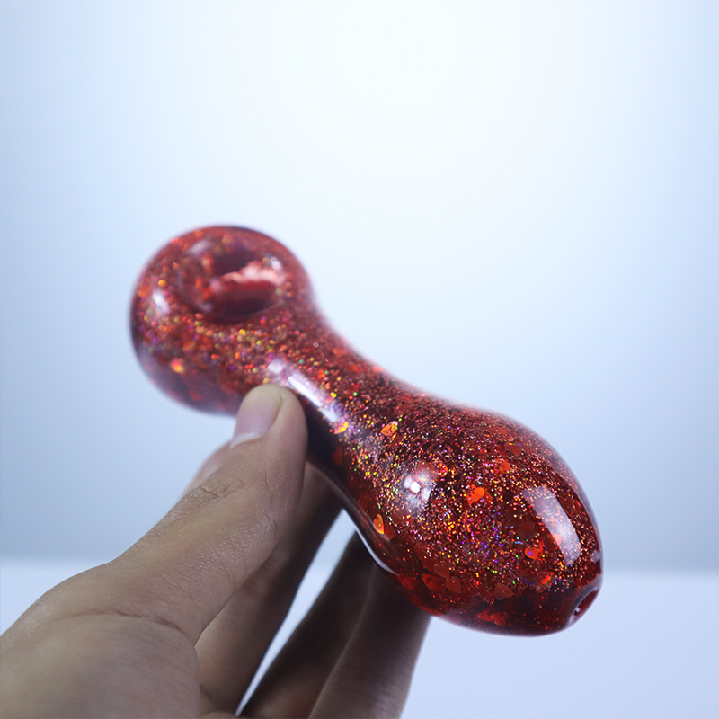 

5.5 Inches red shining freeze liquid glass spoon hand pipe