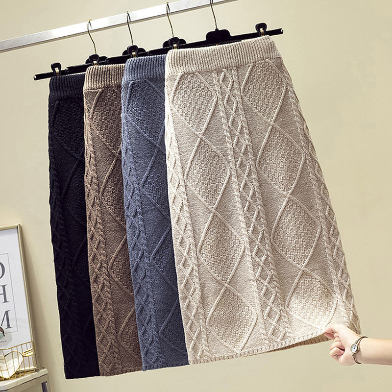 

2021 New Midi long knit female skirt hot winter chic vintage standard braided mesh pencil skirts y339 ladies CJ13, Unklanseunk