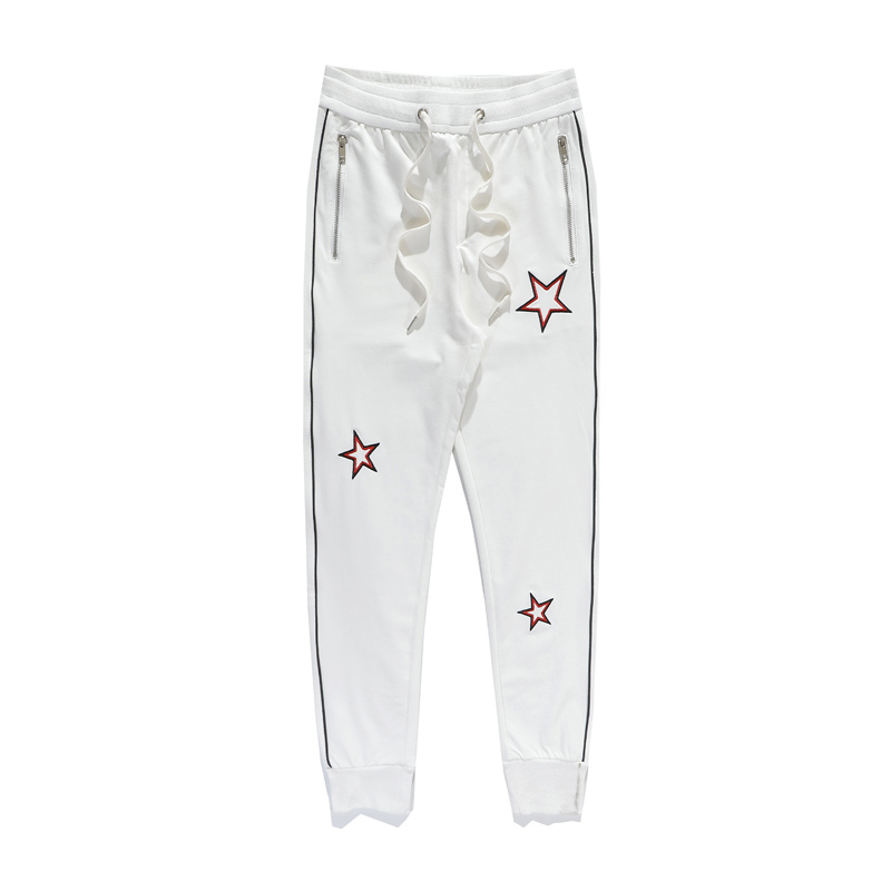 

men pants fashion mens sweatpants with letter & star embroidery full length joggers pant casual men trousers size m-2xl, Black
